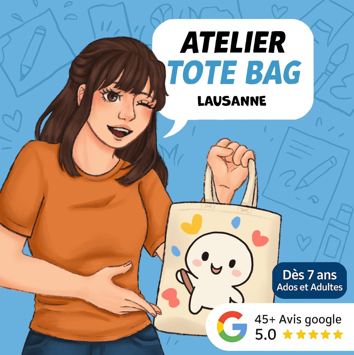 Affiche pub ESPACE DESSIN TOTE BAG